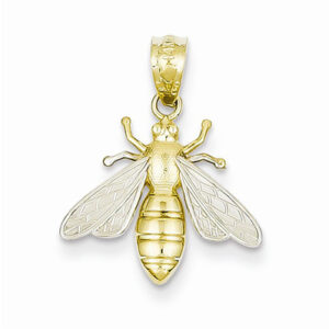 14K & Rhodium Bee Pendant