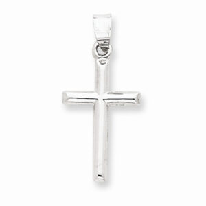 14k White Gold Hollow Cross Pendant