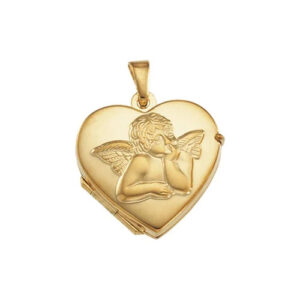 14k gold angel heart locket pendant