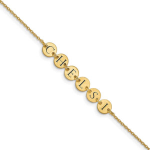 14k gold personalized disc charm name bracelet