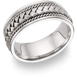 14k white gold braided wedding band ring