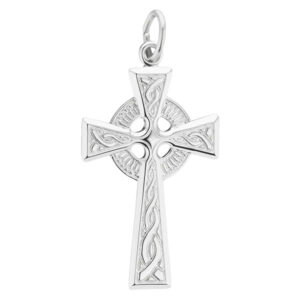 14k white gold celtic gaelic cross pendant