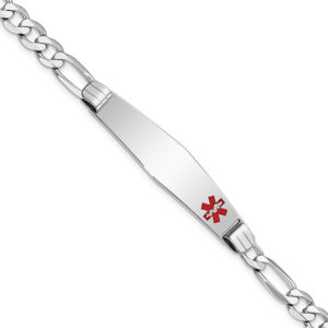 14k white gold medical ID figaro bracelet for women