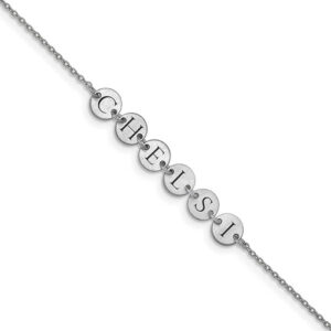 14k white gold personalized disc name bracelet for women