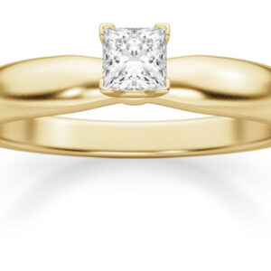 1/5 Carat Princess Cut Diamond Solitaire Ring, 14K Gold