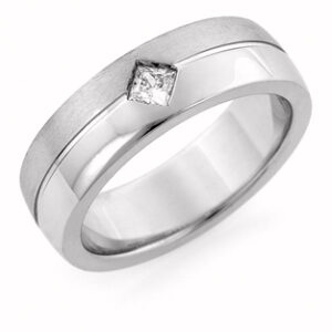 1/5 Carat Princess-Cut Diamond Wedding Band Ring, 14K White Gold