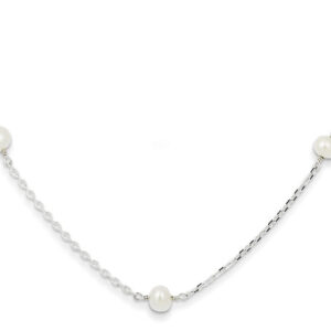 16" Sterling Silver Cultured Freshwater Pearl Chain Necklace