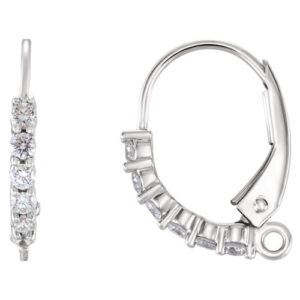 1/8 Carat Diamond Lever Back Earrings, 14K White Gold