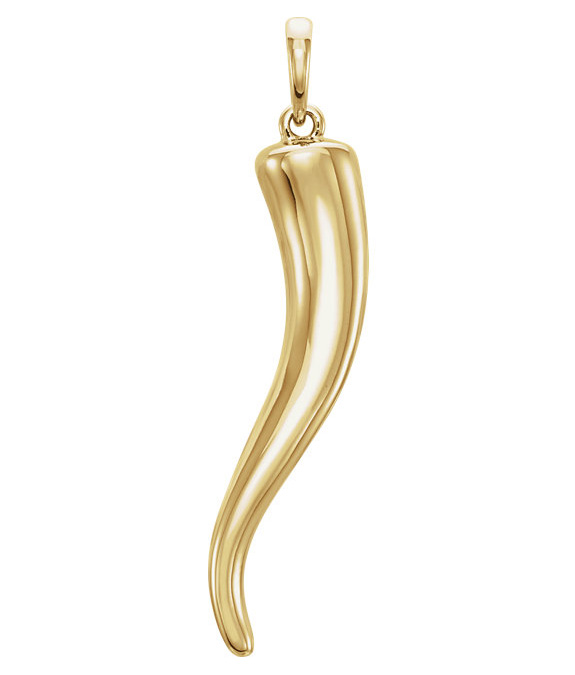 18K Gold Italian Horn Pendant - Jewelry for Men