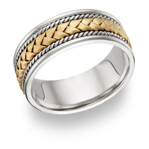 18K Two-Tone Gold Braided Wedding Band