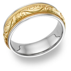 18K Two-Tone Gold Paisley Wedding Band