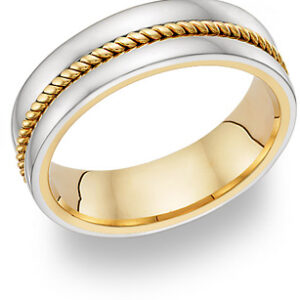 18K Two-Tone Gold Rope Wedding Band