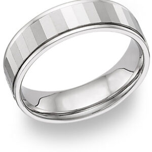 18K White Gold Mirror Design Wedding Band