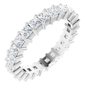 2 1/2 carat princess-cut diamond eternity band, white gold or platinum