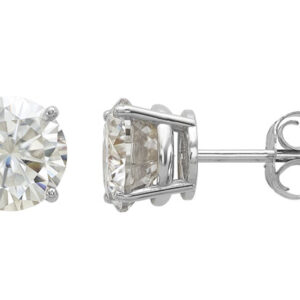 2 Carat Moissanite Stud Earrings in 14K White Gold