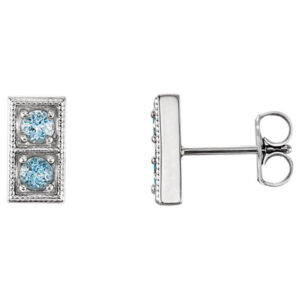 2-Stone Aquamarine Stud Earrings