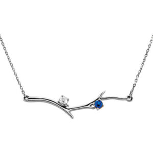 2 Stone Sterling Silver Birthstone Branch Necklace