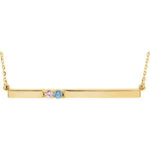 2 Stone Sweetheart Bar Necklace in 14K Yellow Gold