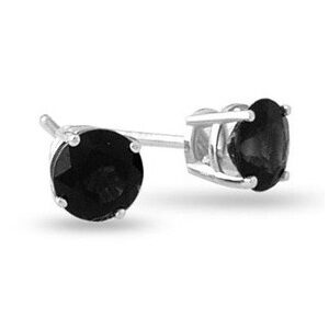 2.00 Carat Round Black Diamond Stud Earrings in 18K White Gold