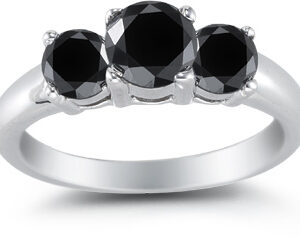 2.00 Carat Three Stone Black Diamond Ring