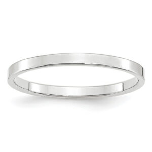 2mm 14K White Gold Flat Wedding Band Ring