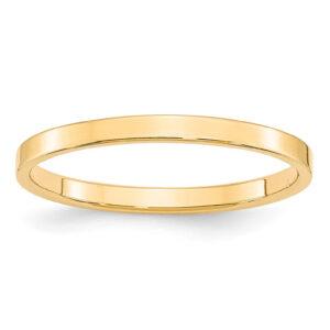 2mm Flat Wedding Band Ring in 14K Gold