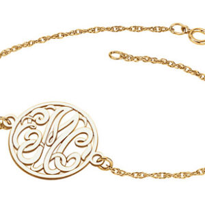 3-Letter Script Monogram Bracelet in Yellow Gold