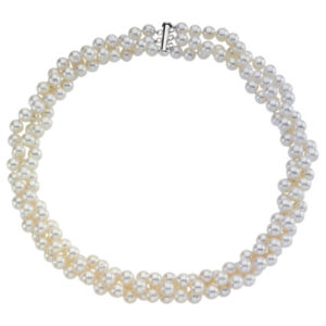 3-Row Freshwater Cultured Pearl Necklace in Silver