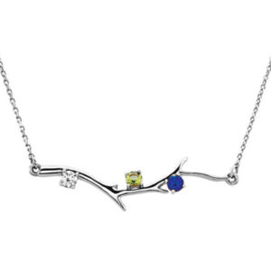 3 Stone Sterling Silver Birthstone Branch Necklace