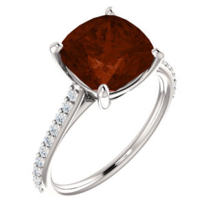 3.25 Carat Cushion-Cut Garnet and Diamond Cocktail Ring