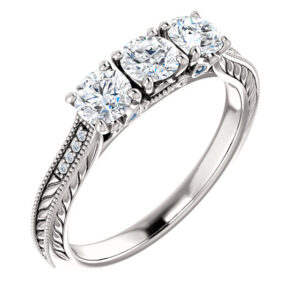 3/4 Carat Three Stone Diamond Fluerie Engagement Ring