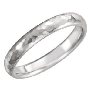 4mm 14K White Gold Hammered Comfort-Fit Wedding Band Ring