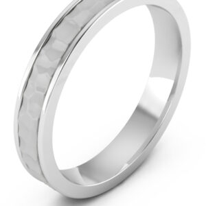 4mm Hammered Wedding Band, 14K White Gold