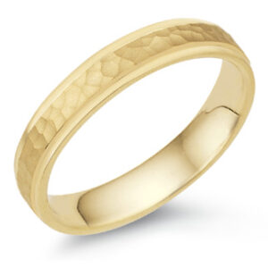 4mm Hammered Wedding Band in 18K Yellow Gold