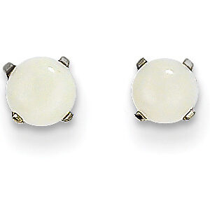 4mm Opal Stud Earrings, 14K White Gold