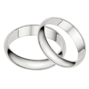 4mm Plain White Gold Wedding Band Set in 14K