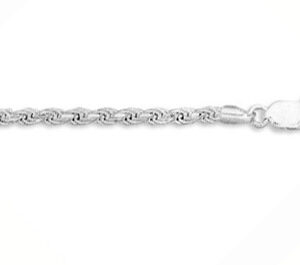 4mm Sterling Silver Diamond Cut Rope Bracelet