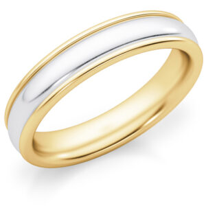 4mm Two-Tone Gold Plain Wedding Band Ring