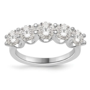 5-Stone 5 Carat White Sapphire Ring in 14K White Gold