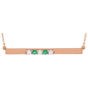 5 Stone Birthstone Bar Necklace in 14K Rose Gold