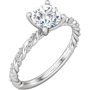 5/8 Carat Diamond Band Swirl Engagement Ring, 14K White Gold