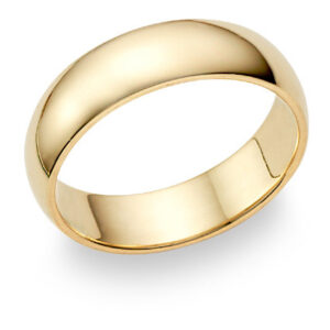 6mm Plain Gold Wedding Band in 14K