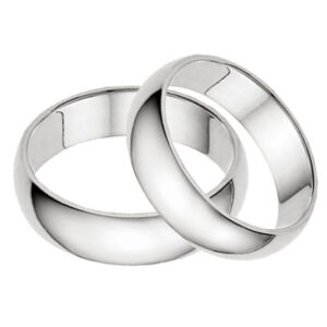 6mm Plain White Gold Wedding Band Set in 14K