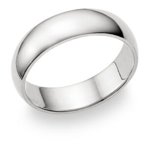 6mm Plain White Gold Wedding Band in 14K