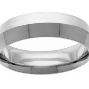 7mm Knife-Edge Wedding Band Ring in White Gold