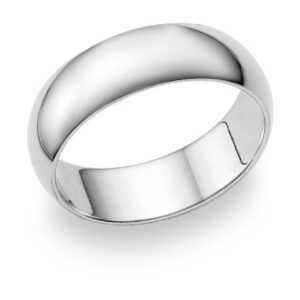 7mm Plain White Gold Wedding Band in 14K