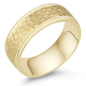 8mm Hammered Wedding Band in 18K Yellow Gold