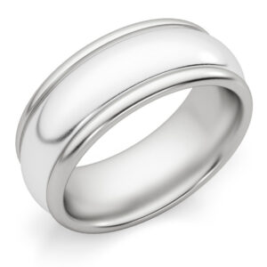 8mm Plain High-Polished White Gold Wedding Band