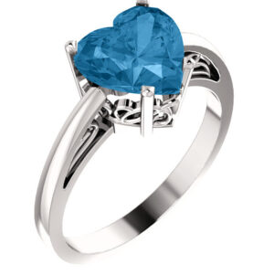 8mm Swiss-Blue Topaz Heart-Shaped Solitaire Ring