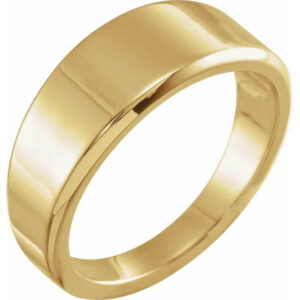 8mm Wide Tapered Plain Band Ring for Women, 14K Gold